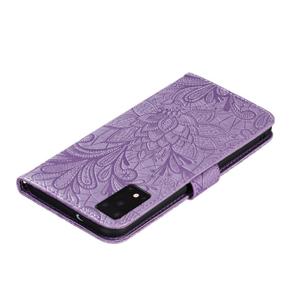 For Galaxy S20 Ultra Lace Flower Embossing Pattern Horizontal Flip PU Leather Case with Holder & Card Slots & Wallet & Photo Frame & Lanyard(Purple)-garmade.com