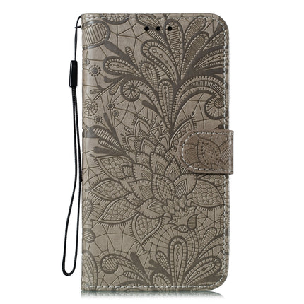 For Galaxy S20+ Lace Flower Embossing Pattern Horizontal Flip PU Leather Case with Holder & Card Slots & Wallet & Photo Frame & Lanyard(Grey)-garmade.com