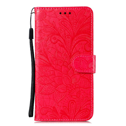 For Galaxy S20+ Lace Flower Embossing Pattern Horizontal Flip PU Leather Case with Holder & Card Slots & Wallet & Photo Frame & Lanyard(Red)-garmade.com