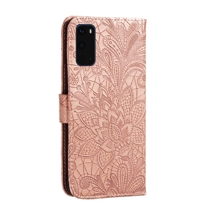 For Galaxy S20+ Lace Flower Embossing Pattern Horizontal Flip PU Leather Case with Holder & Card Slots & Wallet & Photo Frame & Lanyard(Rose Gold)-garmade.com