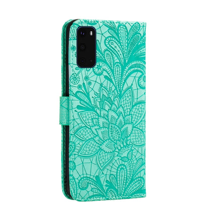 For Galaxy S20+ Lace Flower Embossing Pattern Horizontal Flip PU Leather Case with Holder & Card Slots & Wallet & Photo Frame & Lanyard(Green)-garmade.com