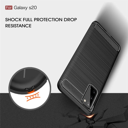 For Galaxy S20 Brushed Texture Carbon Fiber TPU Case(Black)-garmade.com