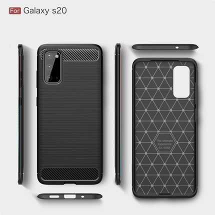 For Galaxy S20 Brushed Texture Carbon Fiber TPU Case(Navy Blue)-garmade.com