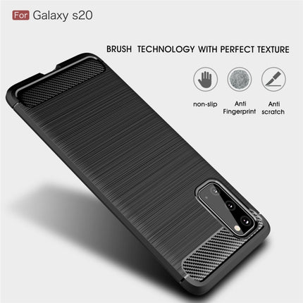 For Galaxy S20 Brushed Texture Carbon Fiber TPU Case(Red)-garmade.com