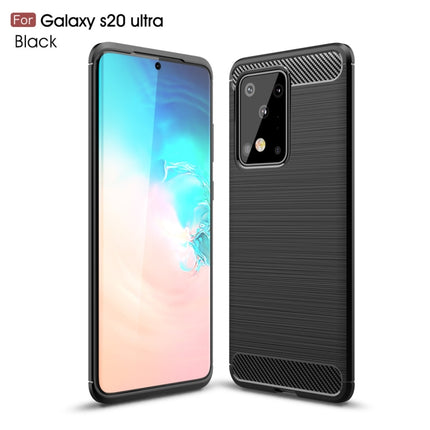 For Galaxy S20 Ultra Brushed Texture Carbon Fiber TPU Case(Black)-garmade.com