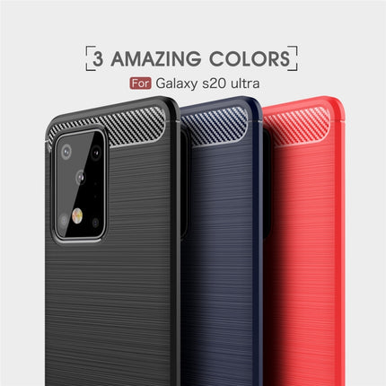 For Galaxy S20 Ultra Brushed Texture Carbon Fiber TPU Case(Navy Blue)-garmade.com