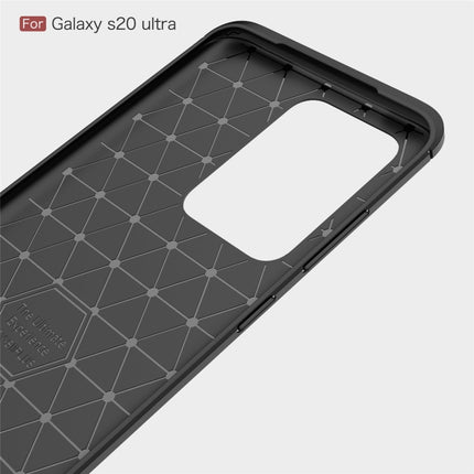 For Galaxy S20 Ultra Brushed Texture Carbon Fiber TPU Case(Red)-garmade.com