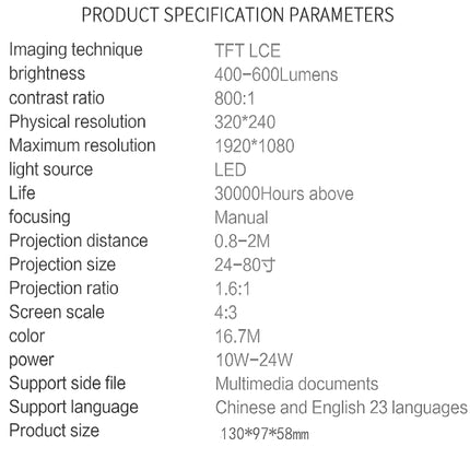 S361 80 lumens 320 x 240 Pixel Portable Mini Projector, Support 1080P, UK Plug(White)-garmade.com