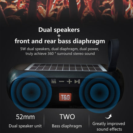 T&G TG182 Portable Column Wireless Stereo Music Box Solar Power waterproof USB AUX FM radio super bass(Blue)-garmade.com