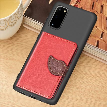 For Galaxy S20 Leaf Buckle Litchi Texture Card Holder PU + TPU Case with Card Slot & Wallet & Holder & Photo Frame(Red)-garmade.com