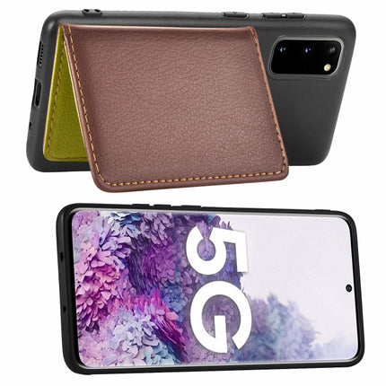 For Galaxy S20 Leaf Buckle Litchi Texture Card Holder PU + TPU Case with Card Slot & Wallet & Holder & Photo Frame(Brown)-garmade.com