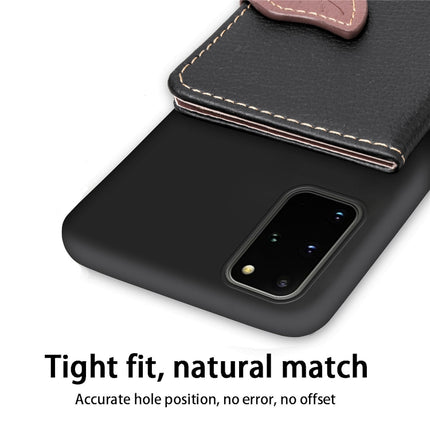 For Galaxy S20 Plus Leaf Buckle Litchi Texture Card Holder PU + TPU Case with Card Slot & Wallet & Holder & Photo Frame(Black)-garmade.com