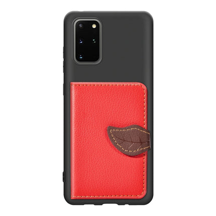 For Galaxy S20 Plus Leaf Buckle Litchi Texture Card Holder PU + TPU Case with Card Slot & Wallet & Holder & Photo Frame(Red)-garmade.com