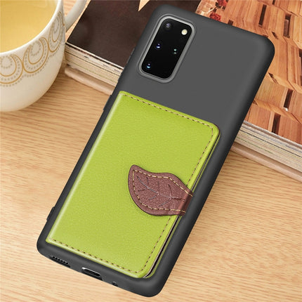 For Galaxy S20 Plus Leaf Buckle Litchi Texture Card Holder PU + TPU Case with Card Slot & Wallet & Holder & Photo Frame(Green)-garmade.com