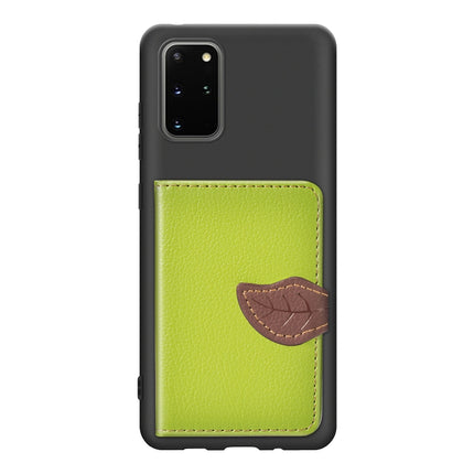 For Galaxy S20 Plus Leaf Buckle Litchi Texture Card Holder PU + TPU Case with Card Slot & Wallet & Holder & Photo Frame(Green)-garmade.com