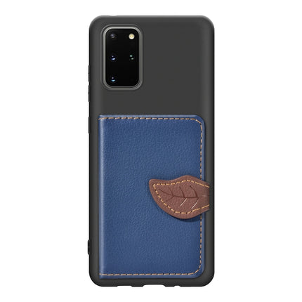 For Galaxy S20 Plus Leaf Buckle Litchi Texture Card Holder PU + TPU Case with Card Slot & Wallet & Holder & Photo Frame(Blue)-garmade.com