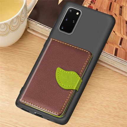 For Galaxy S20 Plus Leaf Buckle Litchi Texture Card Holder PU + TPU Case with Card Slot & Wallet & Holder & Photo Frame(Brown)-garmade.com
