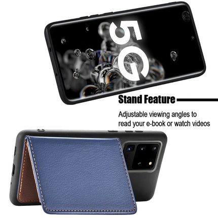 For Galaxy S20 Ultra Leaf Buckle Litchi Texture Card Holder PU + TPU Case with Card Slot & Wallet & Holder & Photo Frame(Black)-garmade.com