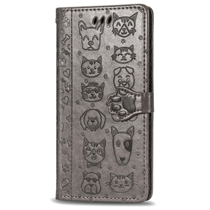 For Galaxy S20 Ultra Cute Cat and Dog Embossed Horizontal Flip PU Leather Case with Holder / Card Slot / Wallet / Lanyard(Gray)-garmade.com