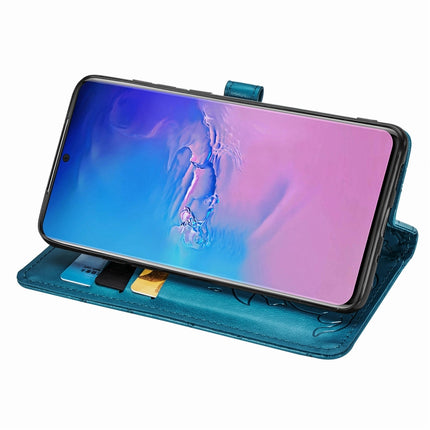 For Galaxy S20 Ultra Cute Cat and Dog Embossed Horizontal Flip PU Leather Case with Holder / Card Slot / Wallet / Lanyard(Blue)-garmade.com