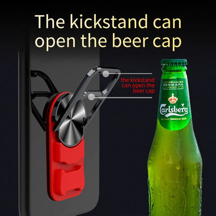 Car Desktop Stand Magnetic Rotating Metal Holder with Beer Opener(Black)-garmade.com