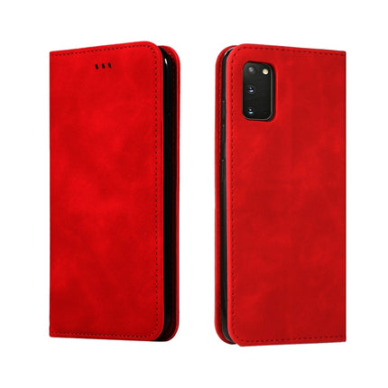 For Galaxy S20 Retro Skin Feel Business Magnetic Horizontal Flip Leather Case(Red)-garmade.com