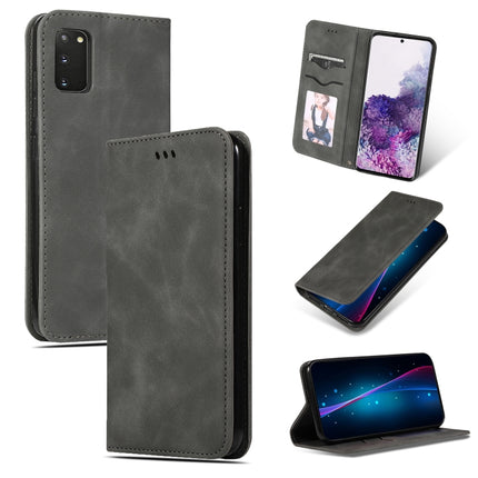 For Galaxy S20 Retro Skin Feel Business Magnetic Horizontal Flip Leather Case(Dark Grey)-garmade.com