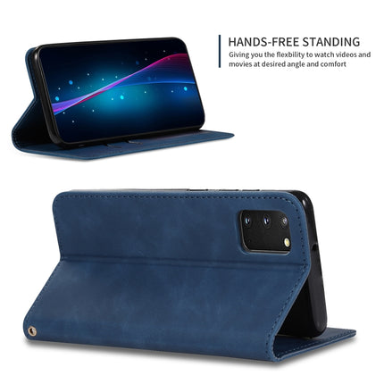 For Galaxy S20 Retro Skin Feel Business Magnetic Horizontal Flip Leather Case(Navy Blue)-garmade.com
