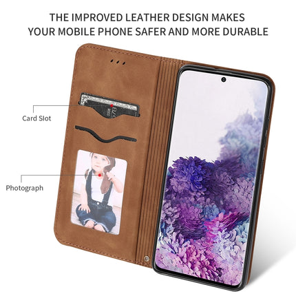 For Galaxy S20 Retro Skin Feel Business Magnetic Horizontal Flip Leather Case(Brown)-garmade.com