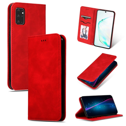 For Galaxy S20 Plus Retro Skin Feel Business Magnetic Horizontal Flip Leather Case(Red)-garmade.com