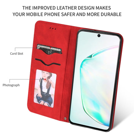 For Galaxy S20 Plus Retro Skin Feel Business Magnetic Horizontal Flip Leather Case(Red)-garmade.com