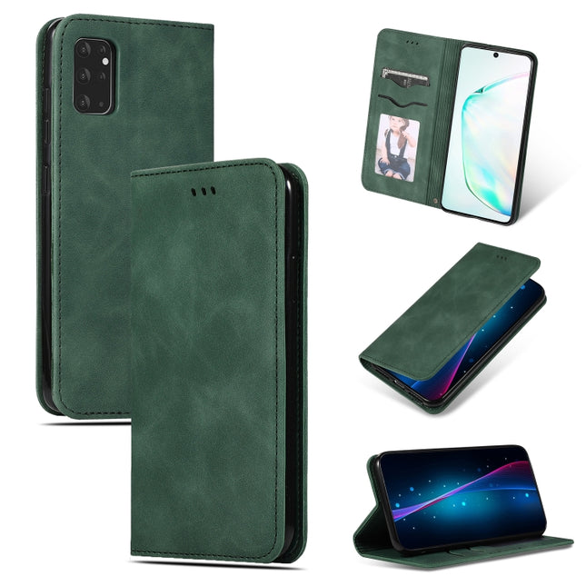 For Galaxy S20 Plus Retro Skin Feel Business Magnetic Horizontal Flip Leather Case(Army Green)-garmade.com