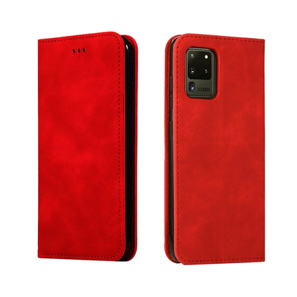 For Galaxy S20 Ultra Retro Skin Feel Business Magnetic Horizontal Flip Leather Case(Red)-garmade.com