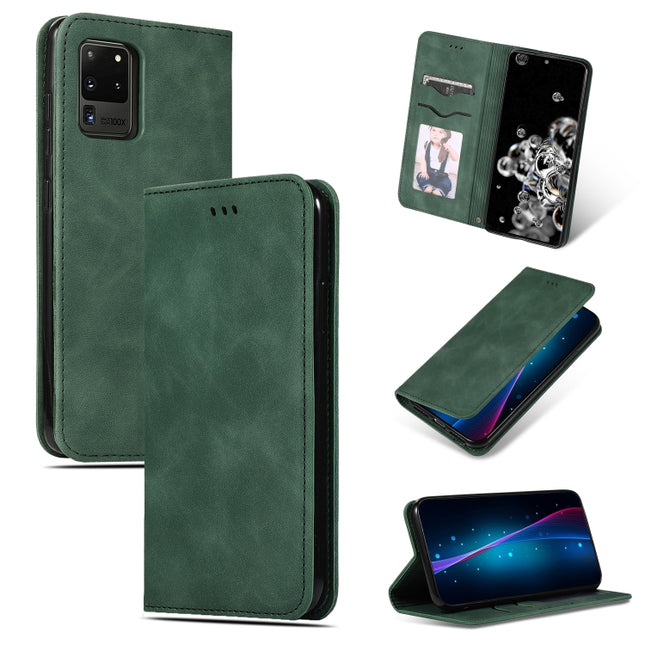 For Galaxy S20 Ultra Retro Skin Feel Business Magnetic Horizontal Flip Leather Case(Army Green)-garmade.com