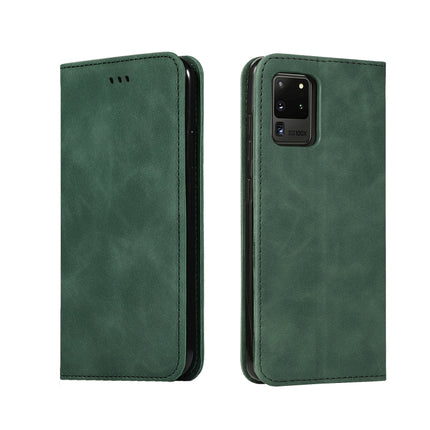 For Galaxy S20 Ultra Retro Skin Feel Business Magnetic Horizontal Flip Leather Case(Army Green)-garmade.com