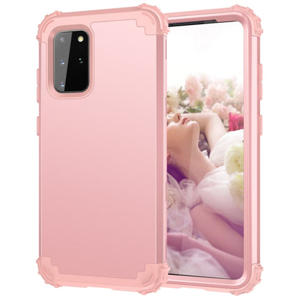 For Galaxy S20 Plus PC + Silicone Three-piece Shockproof Protection Case(Rose Gold)-garmade.com