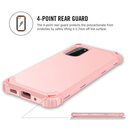 For Galaxy S20 Plus PC + Silicone Three-piece Shockproof Protection Case(Rose Gold)-garmade.com