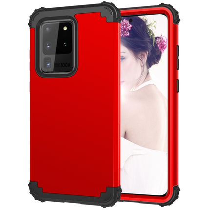 For Galaxy S20 Ultra PC + Silicone Three-piece Shockproof Protection Case(Red)-garmade.com