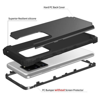 For Galaxy S20 Ultra PC + Silicone Three-piece Shockproof Protection Case(Black)-garmade.com