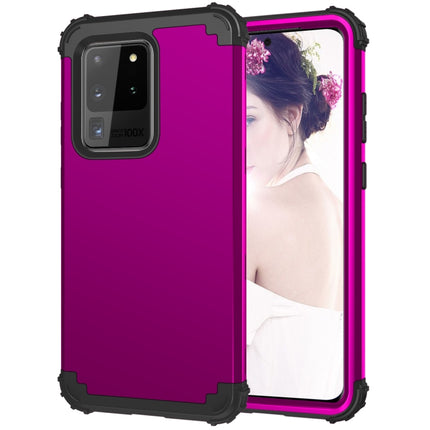 For Galaxy S20 Ultra PC + Silicone Three-piece Shockproof Protection Case(Purple)-garmade.com