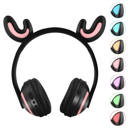 ZW19 LED 7 Colors light Bluetooth Stereo Wireless Headphones Cat Ear Flashing Glowing Gaming Headset Earphone(Deer Fairy)-garmade.com