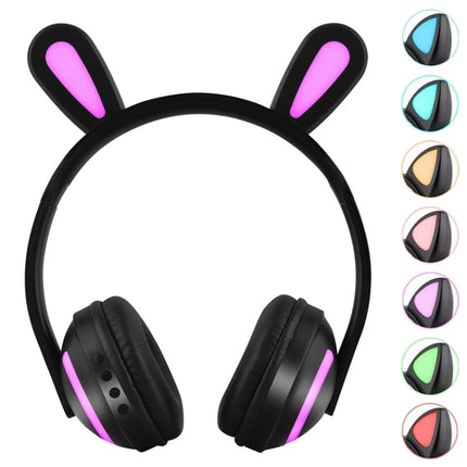 ZW19 LED 7 Colors light Bluetooth Stereo Wireless Headphones Cat Ear Flashing Glowing Gaming Headset Earphone(Rabbit Girl)-garmade.com