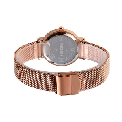 Skmei 1595 Fashion Elegant Scale Free Steel Mesh Belt Women's Watch Waterproof Business Student Quartz Watch Female(Gold)-garmade.com