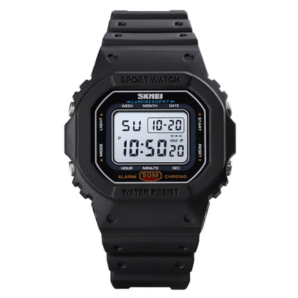 Skmei 1608 Multi-Function Student Electronic Watch Waterproof Timing Silicone Sports Watch(Black)-garmade.com