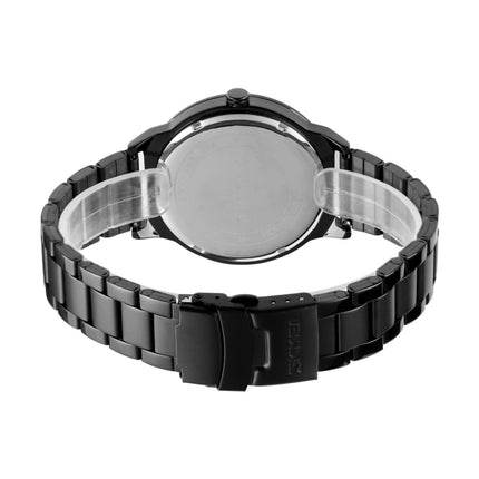 Skmei 9210 Fashion Trend Mens Business Wristwatch Simple Three-Dimensional Surface Waterproof Gold Quartz Watch Man(Silver Black)-garmade.com