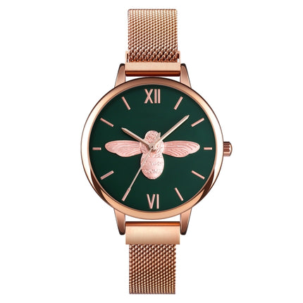 Skmei 9212 Fashion Lady Quartz Watch Student Female Temperament Waterproof Magnetic Suction Net Belt Watch(Green)-garmade.com