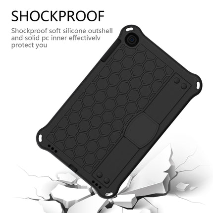 For iPad mini 5 / 4 / 3 / 2 /1 Honeycomb Design EVA + PC Four Corner Anti Falling Flat Protective Shell With Straps(Black+Black)-garmade.com