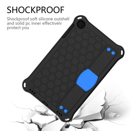 For iPad mini 5 / 4 / 3 / 2 /1 Honeycomb Design EVA + PC Four Corner Anti Falling Flat Protective Shell With Straps(Black+Blue)-garmade.com