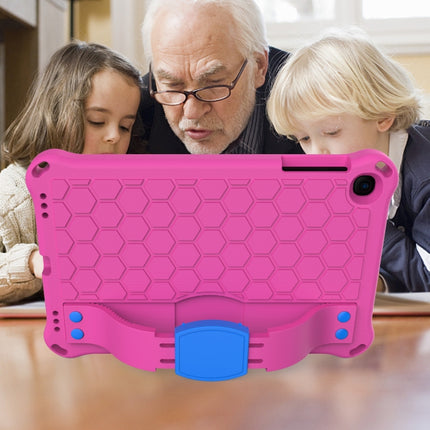 For iPad mini 5 / 4 / 3 / 2 /1 Honeycomb Design EVA + PC Four Corner Anti Falling Flat Protective Shell With Straps(Rose Red+Blue)-garmade.com