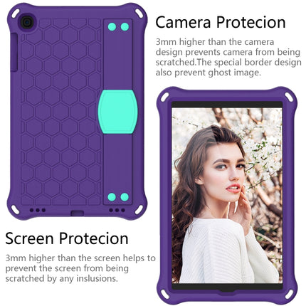 For iPad mini 5 / 4 / 3 / 2 /1 Honeycomb Design EVA + PC Four Corner Anti Falling Flat Protective Shell With Straps(Purple+Aqua)-garmade.com